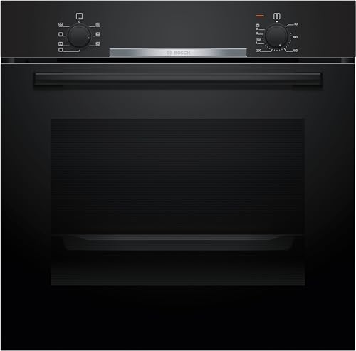 Bosch HBA510BA3, Serie 2, Einbau-Backofen, 60 x 60 cm, 3D-Heißluft für gleichmäßiges Backen auf 3 Ebenen, Schnellaufheizung, Halogen-Innenbeleuchtung, Schwarz