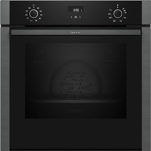 Neff B4ACE2AG0, N50, Einbaubackofen 60x60cm, Slide und Hide, Graphite Grey, CircoTherm, LCD Display, Pyrolyse, Easy Clean, Voll versenkbare Bedienknebel, mechanische Steuerung, EEK: A