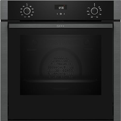 NEFF B3ACE2AG0 Einbau-Backofen N50, Integrierbarer Backofen 60 x 60cm, Hide, CircoTherm, EasyClean, LCD-Display, Graphite-Grey