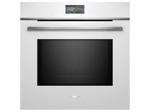 Siemens HM776G3W1, iQ700 Smarter Einbau-Backofen, 60 x 60 cm, 800 W, Made in Germany, Weiß, Selbstreinigung mit Pyrolyse & Hydrolyse, Air Fry, Automatikprogramme, Air Fry, Farbiger Touchscreen