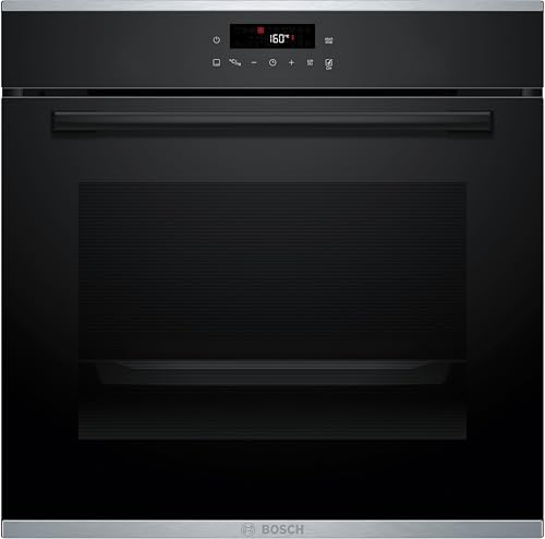 Bosch HBA272BB3, Serie 4, Einbau-Backofen, 60 x 60 cm, Pyrolyse-Selbstreinigung, LED Touch Control, 3D-Heißluft, 10 Automatikprogramme, Hydrolytische Reinigungshilfe, Schnellaufheizung, Schwarz