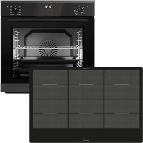 Oranier Backofen Set EBS420 Einbau autark - 9 Funktionen - breites 80 cm Flächen-Induktion FLI680-6 Zonen Kochfeld & Multi-Slider-Steuerung