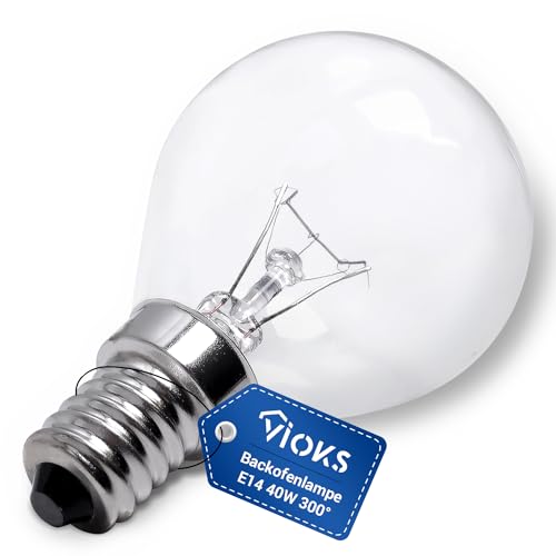 VIOKS Glühbirne E14 40W 230V 300°C 45mmØ 77mm für Neff Bosch Siemens Backofen Kühlschrank Mikrowelle - Backofenlampe E14 Glühbirne & Lampe Dunstabzugshaube - Zubehör für Elektro-Großgeräte