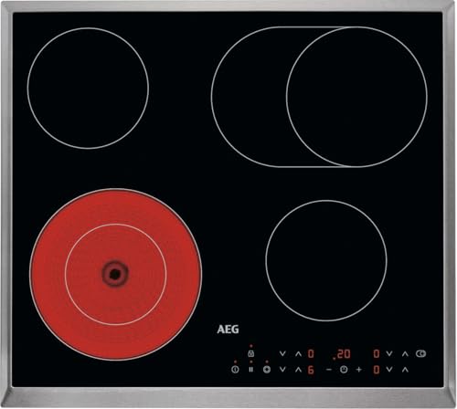 AEG HK634060XB Autarkes Kochfeld / Strahlenbeheizt / 60 cm / Edelstahlrahmen / 4 Kochzonen / Bräterzone /...