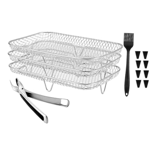 IMIKEYA 1 Set Air Fryer Liner Trays Toaster Dish Drying Rack Ninja Sealer Air Fry Tray Für Backofen Kochregal Racks Warmhalteblech Mikrowelle Pfanne Dampfgarer Rack Airfryer Silber