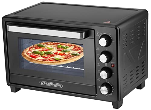 Mini Backofen 35 Liter | 1600 Watt | Pizzaofen | Innenbeleuchtung | Inkl. Backblech und Grillrost |...