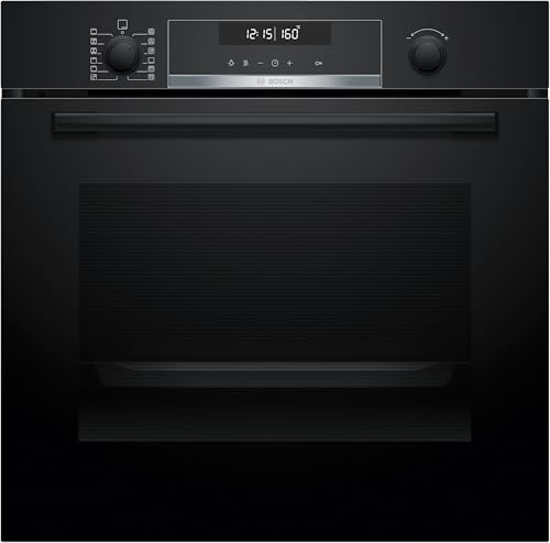 Bosch HBG578BB3, Serie 6, Einbau-Backofen, 60 x 60 cm, Pyrolyse-Selbstreinigung, Air Fry Funktion, 3D-Heißluftfunktion, Soft Close, Hydrolytische Reinigungshilfe, Automatikprogramme, Versenkknebel