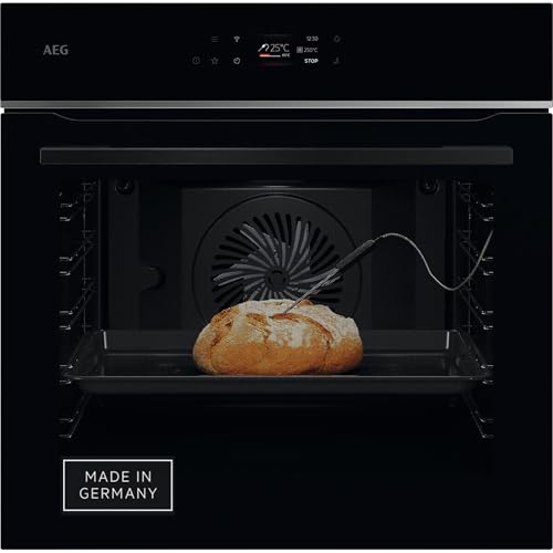 AEG Wifi Einbaubackofen – Serie 7 TFT-FullTouch-Farbdisplay mit Kochassistent – Made in Germany – Pyrolyse Selbstreinigung – Kerntemperatursensor: für punktgenaues Garen – 1x Vollauszug – TE7PB63ZAB