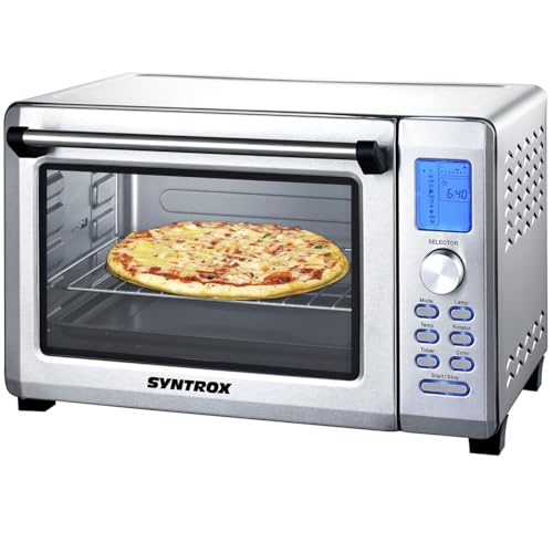 Syntrox Germany Kleiner Mini Backofen Subidu | Miniofen | Pizzaofen | Pizzabackofen, mit Umluft und Drehspieß, 38 Liter Kapazität, für kleine Küchen geeignet