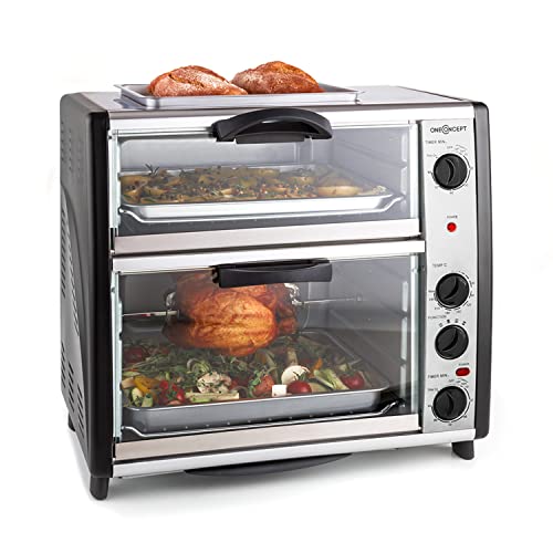 oneConcept All-You-Can-Eat Doppel-Backofen - elektrischer Backofen, zwei getrennten Backräume, 42 Liter...